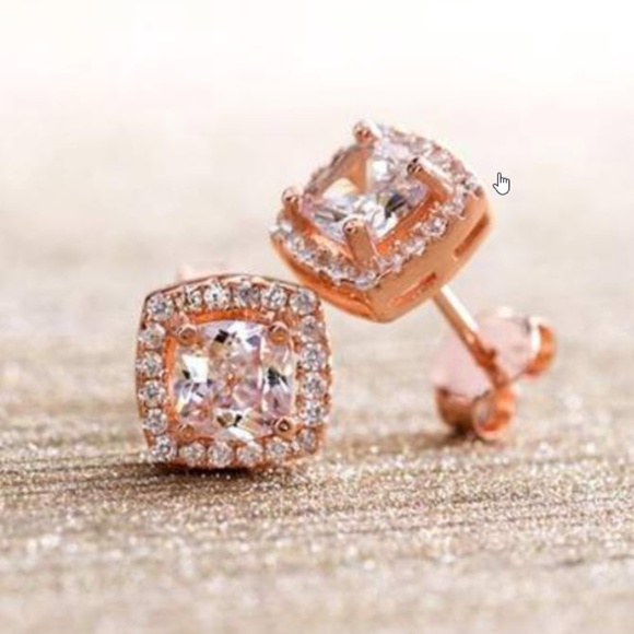 Jewelry - Halo Stud Swarovski Diamond 3.44 CTTW Rose Gold Earrings NWT